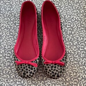 Boden Pink and Gray Flats with Bow Detail